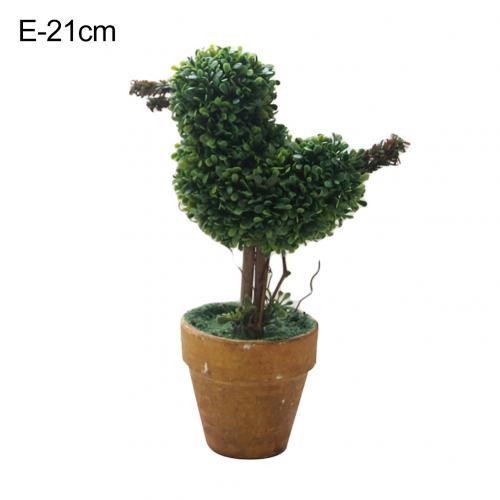 1Pc Heart Star Round Potted Artificial Plant Bonsai Small Tree Pot Plants Bonsai Plant Ornament Home Garden Wedding Party Decor: E Green