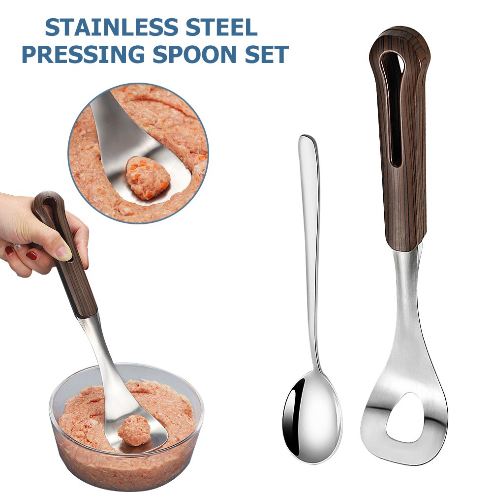 Køkken frikadelle maker ske rustfrit stål non-stick frikadelle maker med elliptisk lækage hul køkken gadget kød værktøj