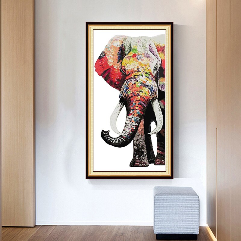 Joysunday animal print cross stitch kit farve elefant 14ct håndarbejde broderi kit diy boligindretning maleri håndlavet