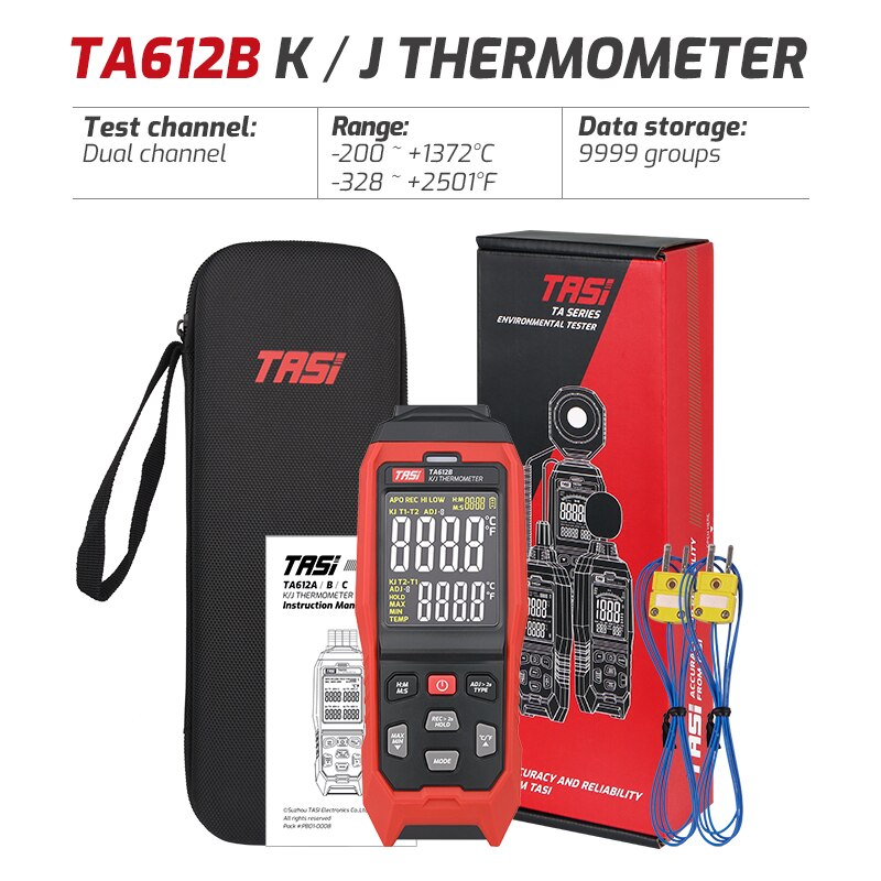 Termómetro termopar Digital TA612 A/B/C, medidor de temperatura de contacto, pantalla LCD, K/J, herramientas de medición C/ F: TA612B