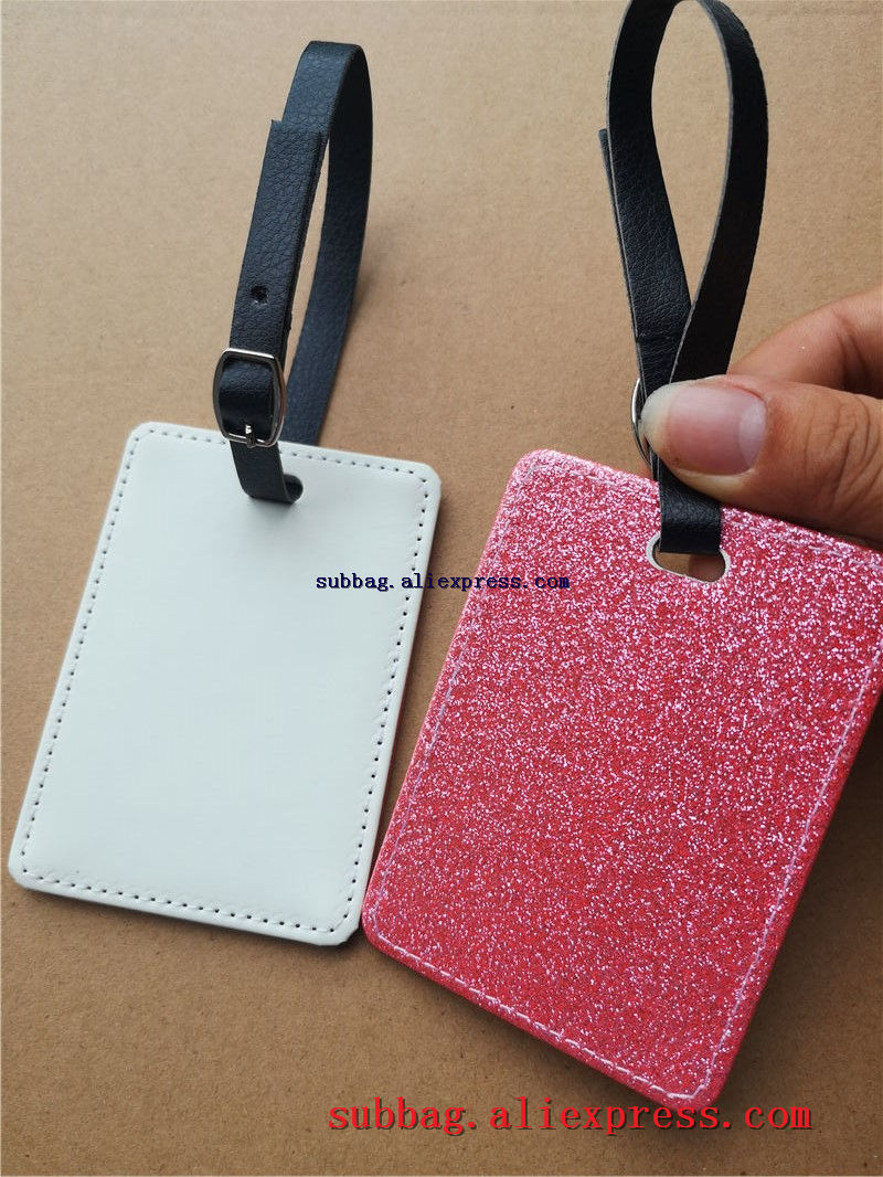 Nouvelle étiquette de bagage en cuir blanc de paillettes de sublimation impression de transfert de coeur étiquettes de bagage personnalisées consommables 10 pièces/lot