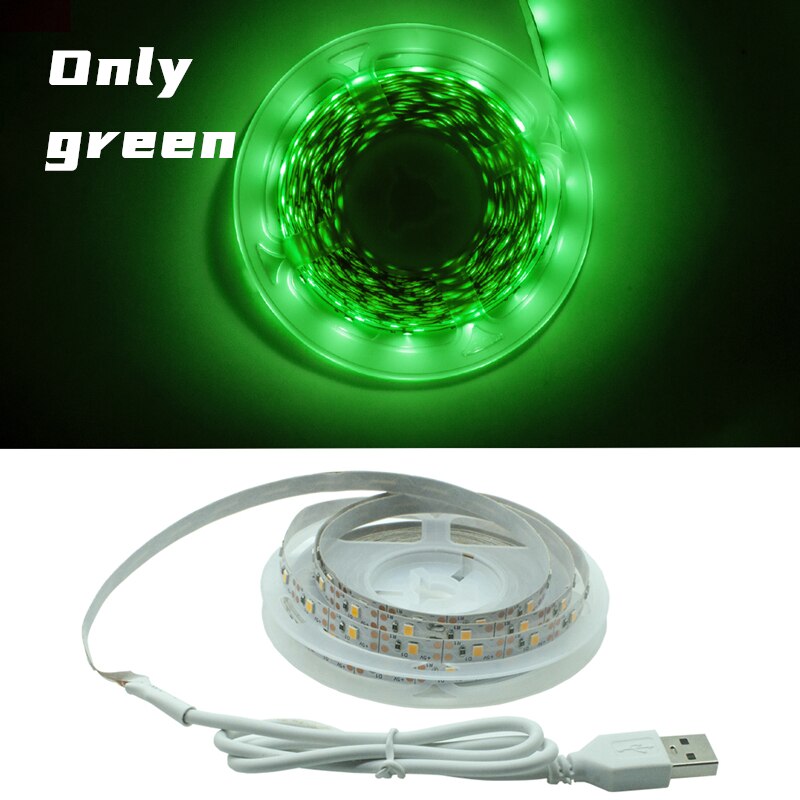 LED Streifen Licht flexibel Lampe 1M 2M 3M 4M 5M Klebeband Diode SMD 2835 DC5V schreibtisch Bildschirm TV Hintergrund Beleuchtung USB Kabel 3 Schlüssel Kontrolle: nur Grün / 5m