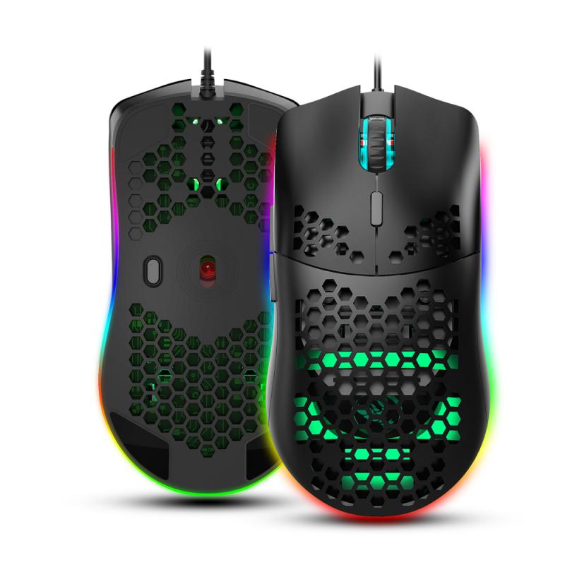 Souris de jeu en nid d'abeille ajouré, avec Six DPI J900 USB réglables, ergonomique rvb, pour ordinateur de bureau et portable