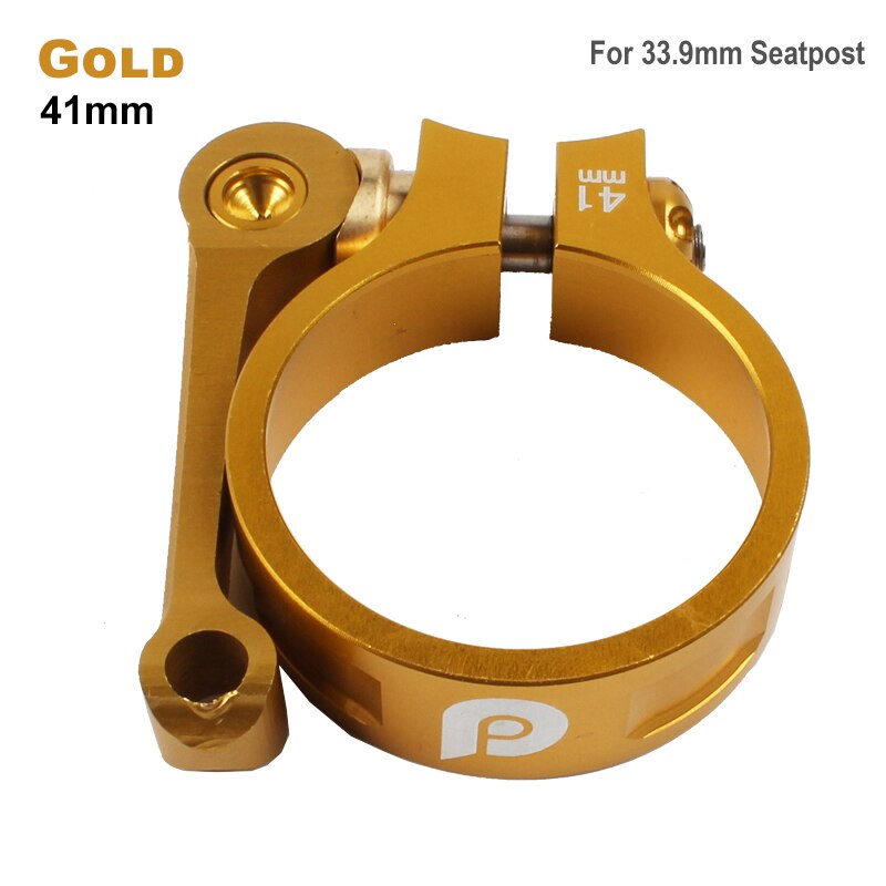 Alu cykel sadelstolp klämma 41.8mm snabbkoppling hopfällbar cykel sadel klämma 4 färger sadel rör stift klämma för 33.9mm sadelstolpe: Guld-