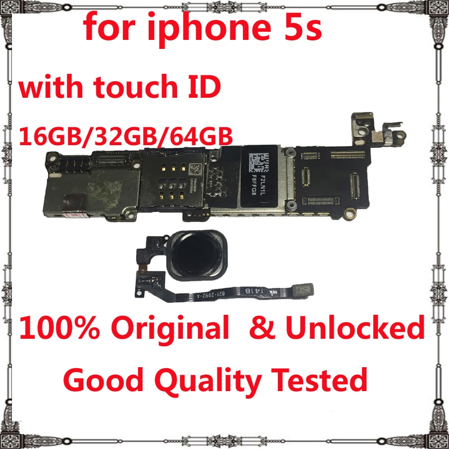 Placa base para iphone 5S, placa base de con chip icloud completo, 16GB, 32GB y 64GB, con/sin placa lógica de identificación táctil