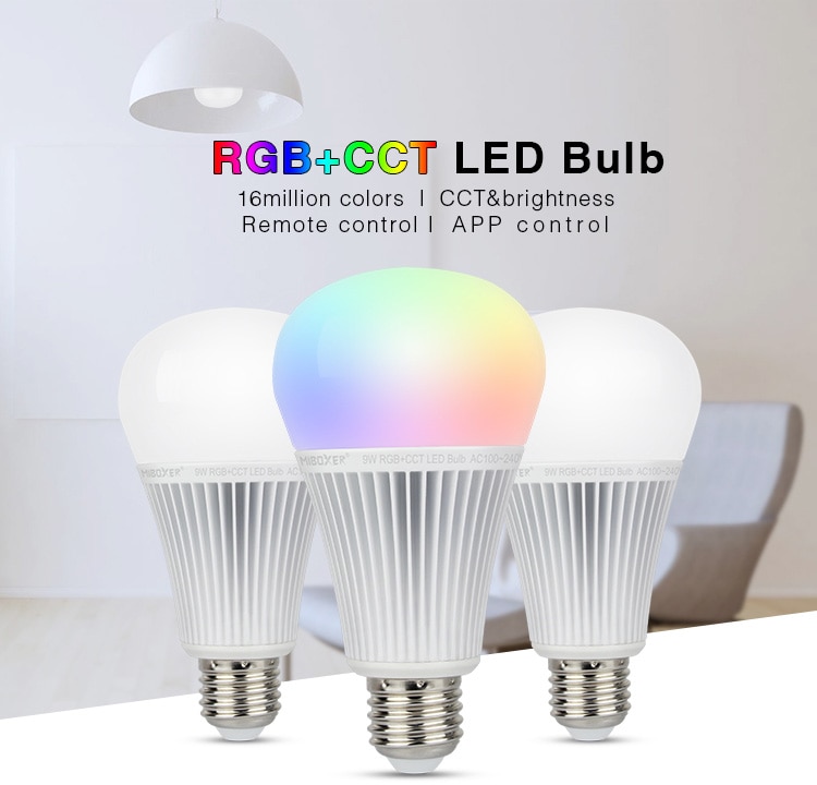 Miboxer LED Lamp FUT012 E27 licht AC100 ~ 240V Smart led lamp 2.4G Afstandsbediening/APP Controle 9W RGB + CCT