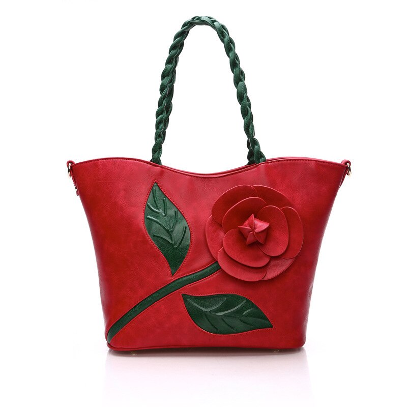 Classic Rose Driedimensionale Bloem Tas Weave Draagbare Vrouw Pakket Enkele Schouder Pakket Messenger: red