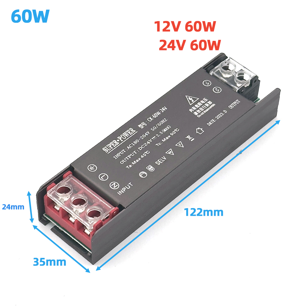 Ultra Dunne Verlichting Transformers 220V naar DC12V 24V 60W 100W 150W Voor CCTV LED Strip voeding Adapter