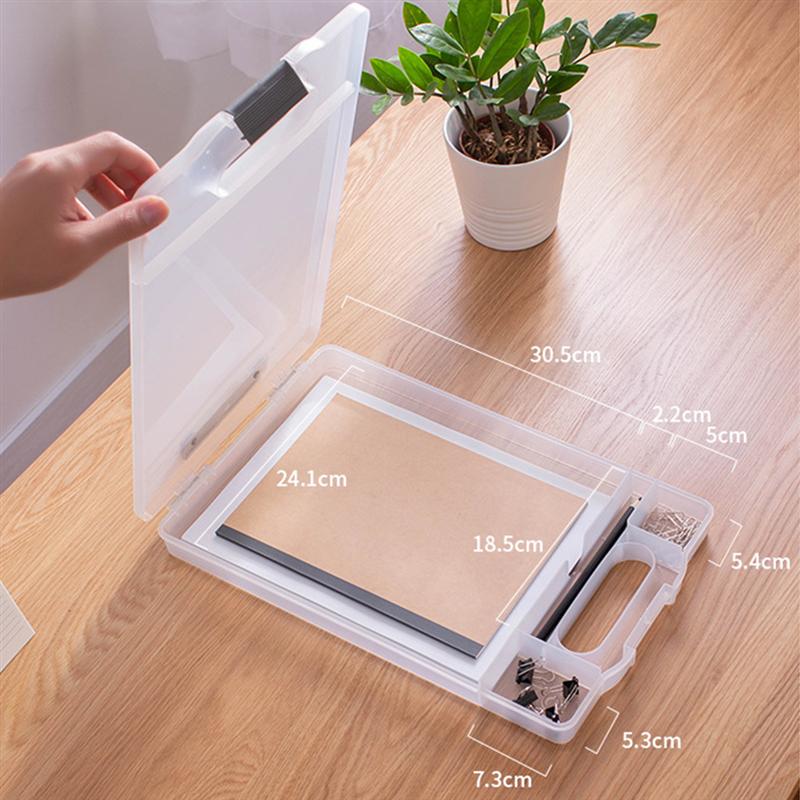 Portable Clipboard Storage Box Multifunction File Folder Openable Paper Storage Organizer Case Clip Board Writing Pad File Box