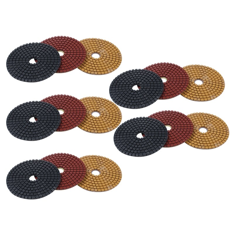 15 Stuks 100Mm Diamond Flexibele Nat &amp; Droog Polijsten Pads 3 Stap Floor Polish Voor Steen Marmeren Tegel