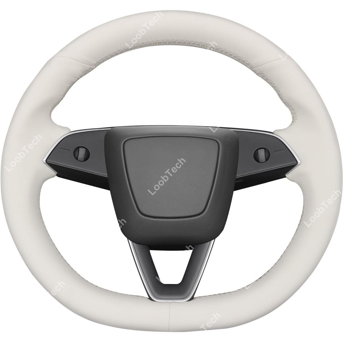 Protector de volante para Tesla Model 3 Highland 2024, cubierta protectora de cuero perforado negro para volante: Blanco
