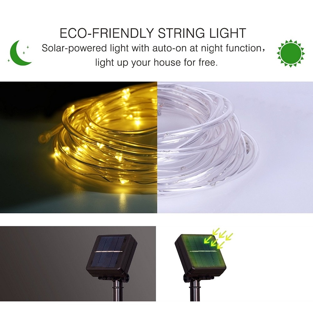 50/100/200 led solar reb rør string lys sol terrasse lys jule lys belysning til hjemmet have plæne fest dekoration