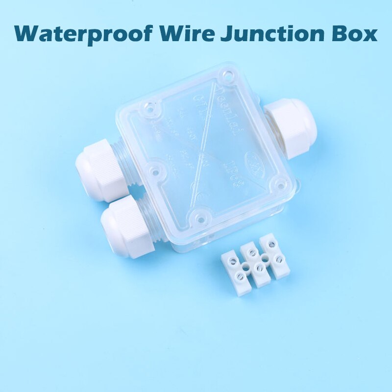 IP68 Transparent Waterproof Plastic Outdoor Cable Wire Connector Gland Electrical 3-Cable Junction Box with Terminal PC