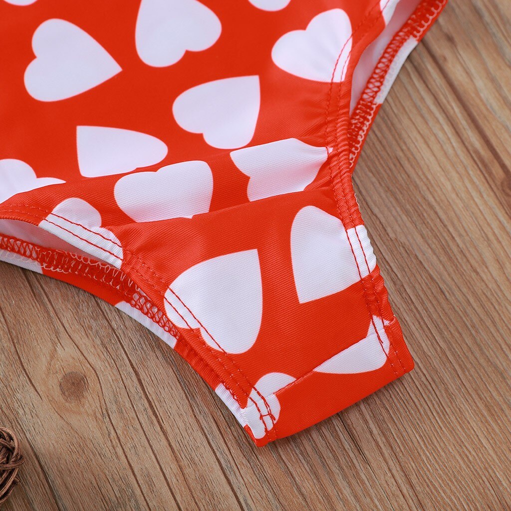 Baby Kids Girls Summer Heart-Shaped Printed Bikini One Piece Swimwear Swimsuit Bikini One-Piece Bodysuit Swimwears for Girl