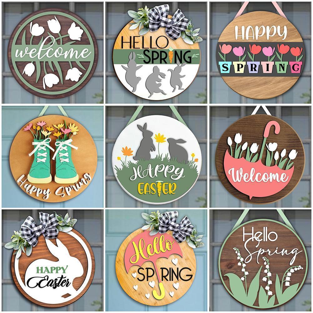 Welcome Wreath Sign Front Door Porch Decor Rustic ... – Vicedeal