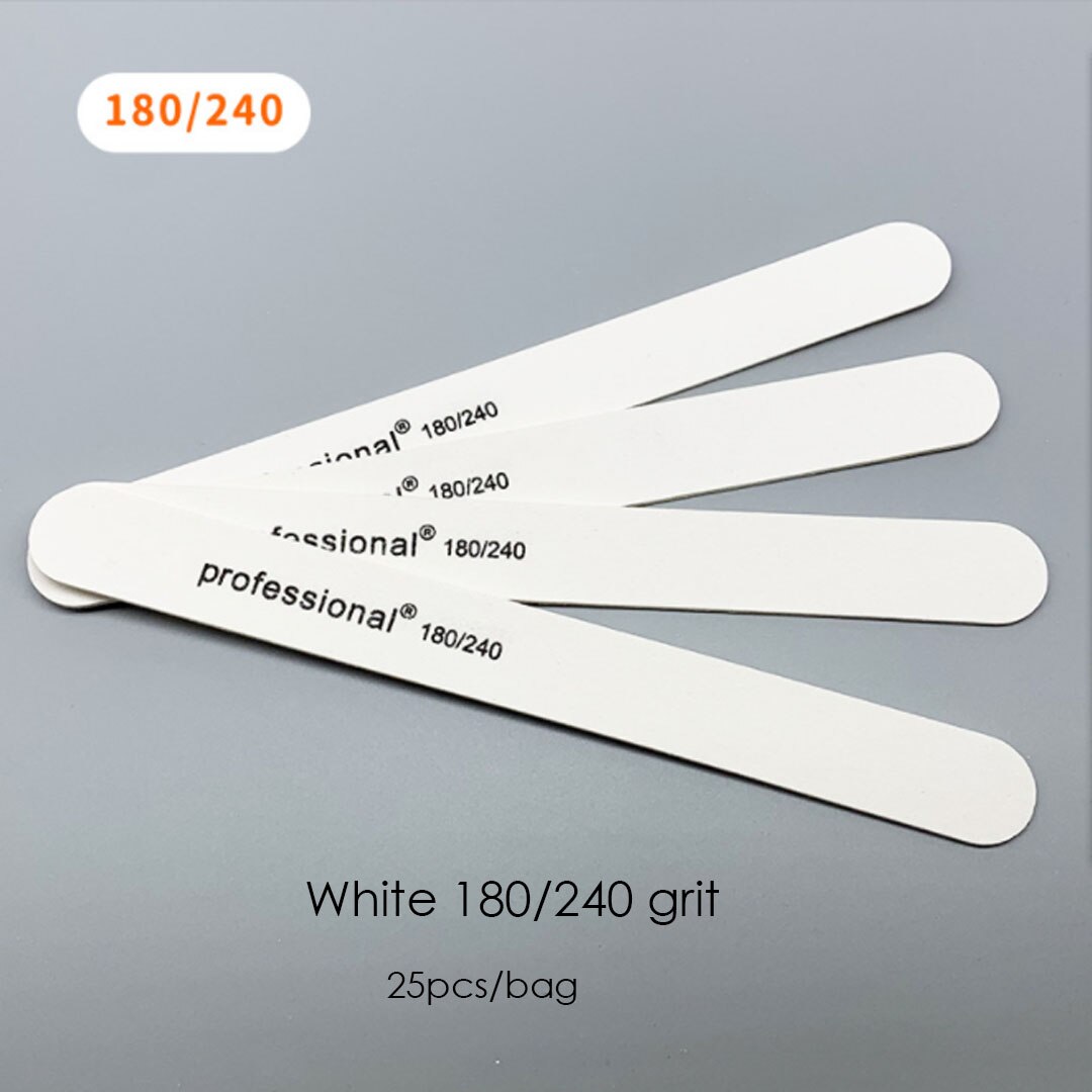 Lote de lijas para manicura , lote de 25 unids/paquete de limas para Nail Art, limas de uñas con gotitas, papel de lija para esmalte gris 100/180 Natural: White 180 240