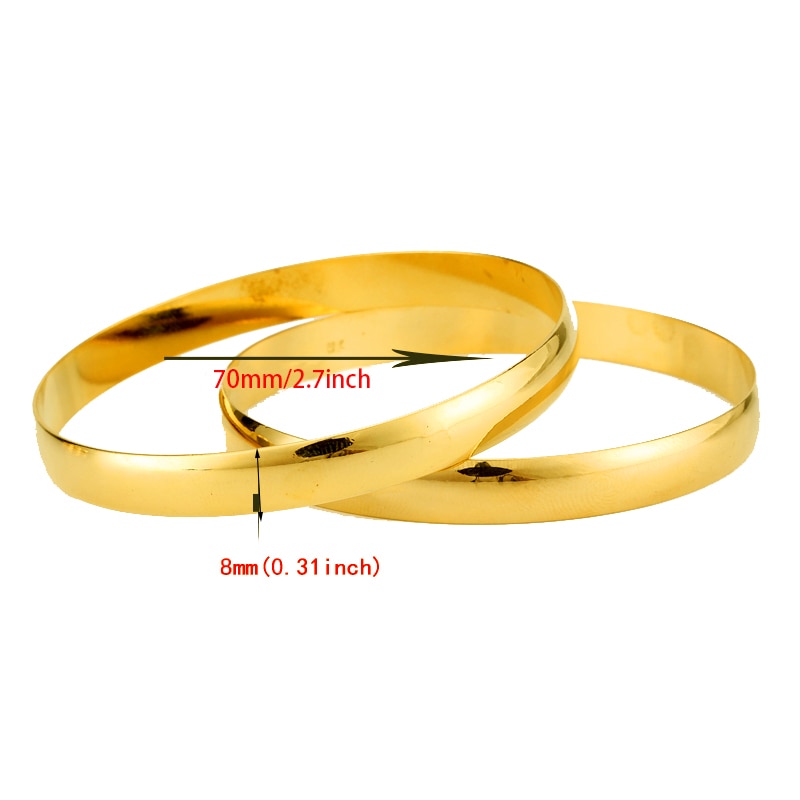 Caluven Neue 8MM 6 teile/los Äthiopischen Gold Farbe Armreifen für Frauen Dubai Schmuck Afrikanische Glänzend Armbänder Hochzeit Hand Kette