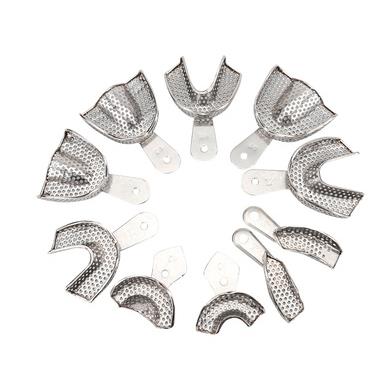 Dental Metal Impression Trays Stainless Steel Impression Tray With Holes Quarter ,Anterior, Small, Medium,Large: whole sets