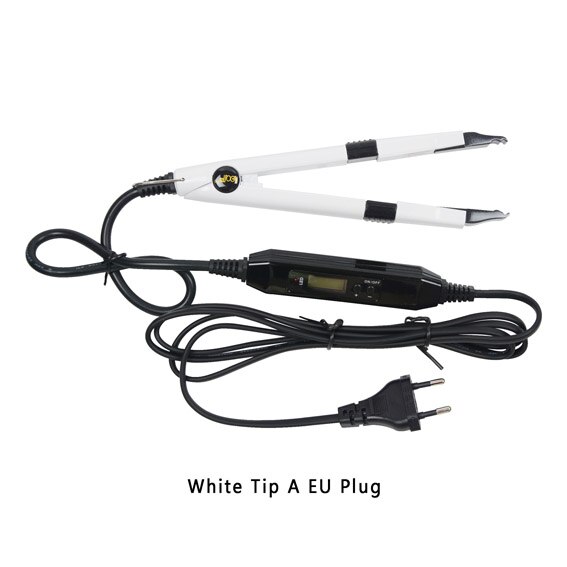 Extensión de cabello por fusión, Conector de hierro, herramientas de unión de queratina, Conector de calor de fusión de temperatura ajustable, 1 ud.: White TIP A EU Plug