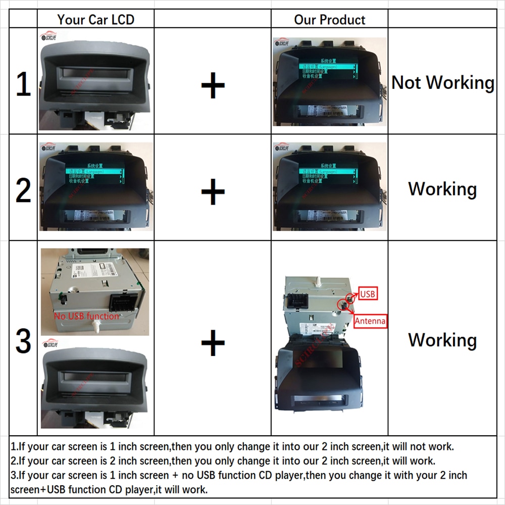 8 Pin car Iceblue Front Trip Computer Display screen Radio CD player Air-Con info LCD Monitor Screen for CHEVROLET CRUZE 9004441