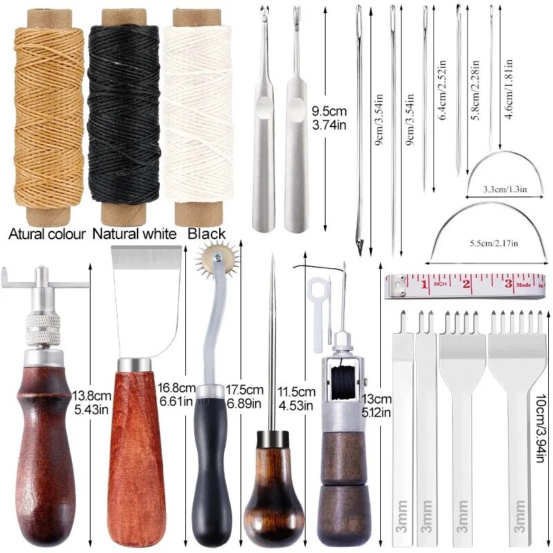 Leder Handwerk Werkzeuge Bausatz Professionelle Leder Hand NäHenne Reparatur Bausatz NäHenne schlagen Carving Arbeit Groover einstellen DIY Werkzeug einstellen