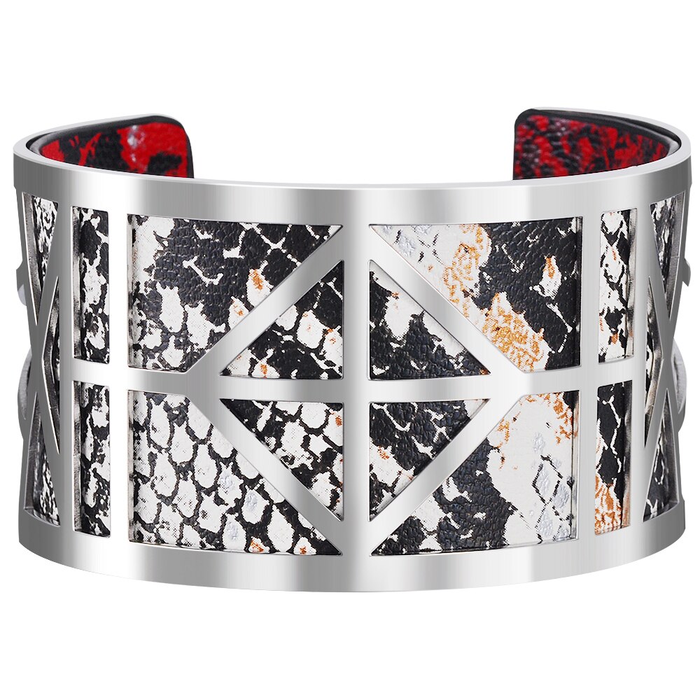 Brazalete de botón magnético intercambiable para mujer, pulsera de cuero de PU, pulseras de joyería india de Georgettes, brazaletes de amor para mujer: 4CM-C