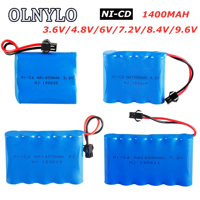 3.6V/4.8V/6V/7.2V/8.4V/9.6V 1400mah Ni-CD AA1400mah Rechargeable Battery Pack For Remote Control Toys Electric Car Volt SM Plug