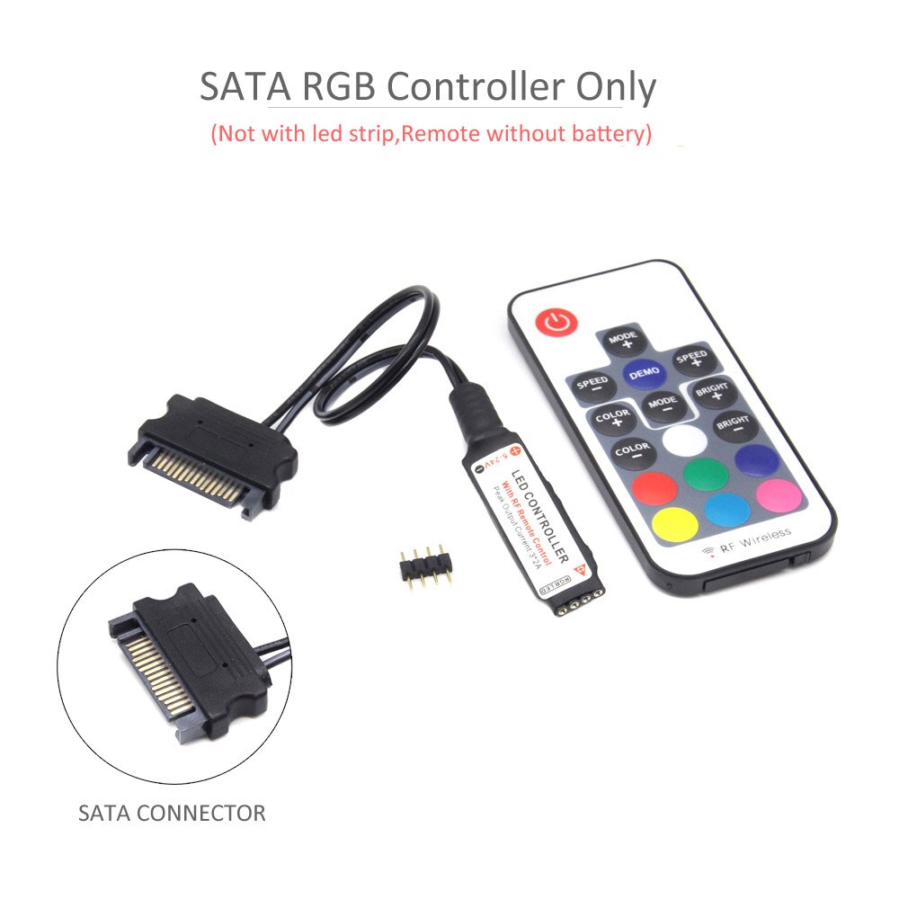12 V LED Controller RGB SATA Grote 4Pin Interface Computer Case LED Strip Licht Controller RF Draadloze Afstandsbediening voor PC Case