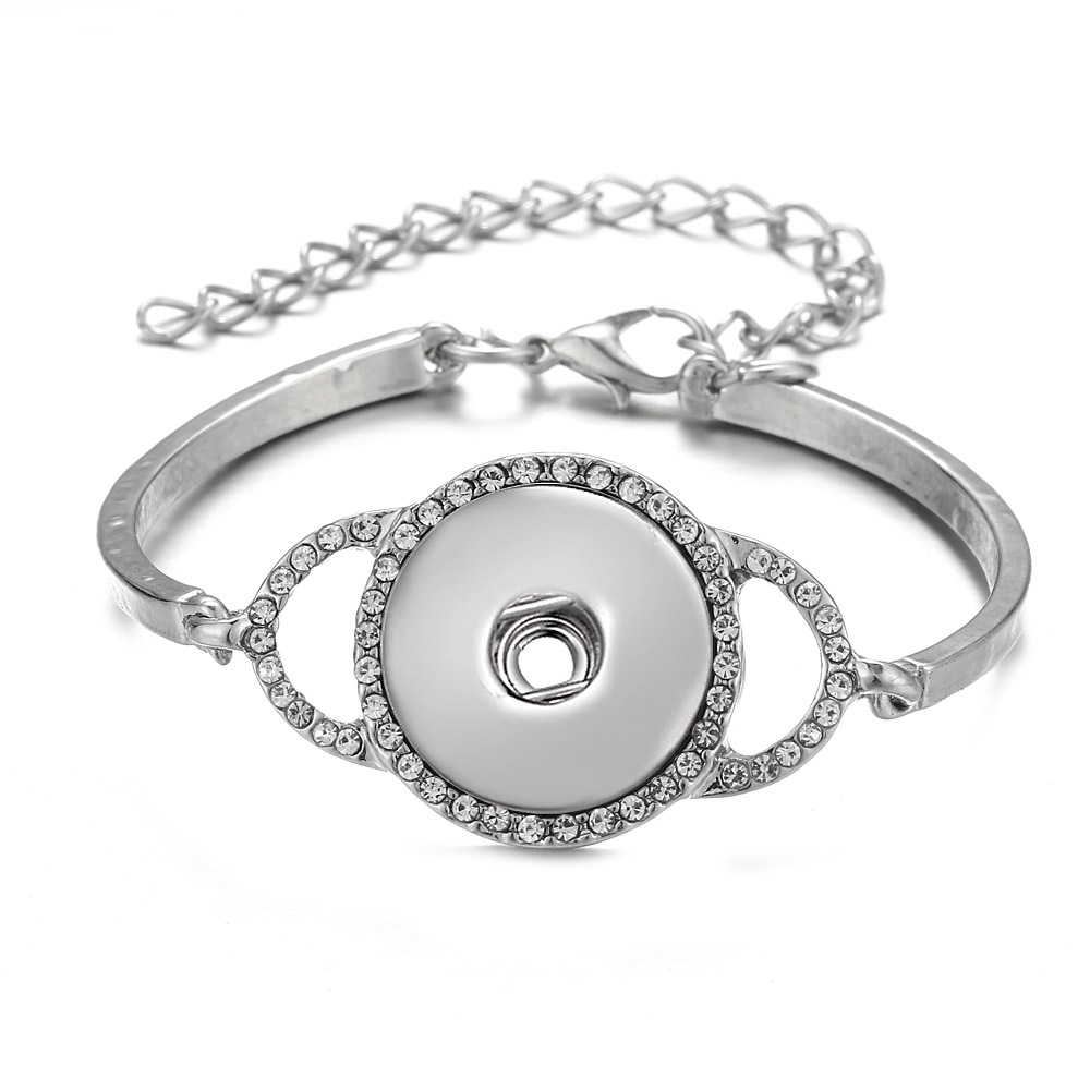 Snap Button Bracelet Cuff Bangle 20mm 18mm Metal Silver plated Snap Bracelet Fit Snaps Buttons Interchangeable Jewelry