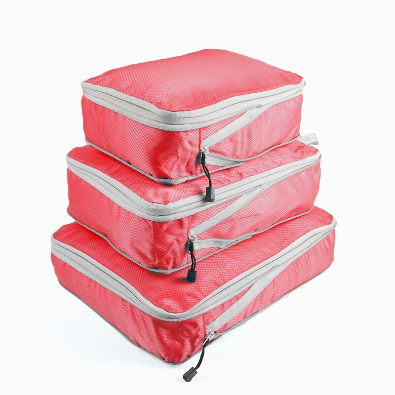 Bolsa de viaje de compresión con doble cremallera, bolsa de viaje para hombre y mujer, bolsa de nailon plegable de gran capacidad: Red 1