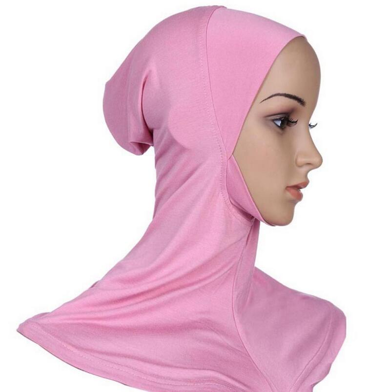 Chapeaux sous-foulard islamique, couvre-chef Hijab de Style classique croisé, couverture complète, doux et extensible, Sport musulman, intérieur: Pink