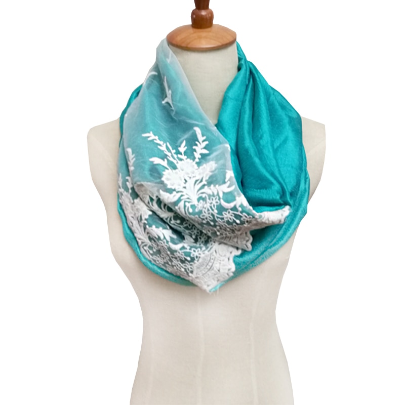 Kesä silkki puuvilla pitsisormus infinity paksu naisten huivi naisten huivi kaksoisympyrä foulard femme cachecol