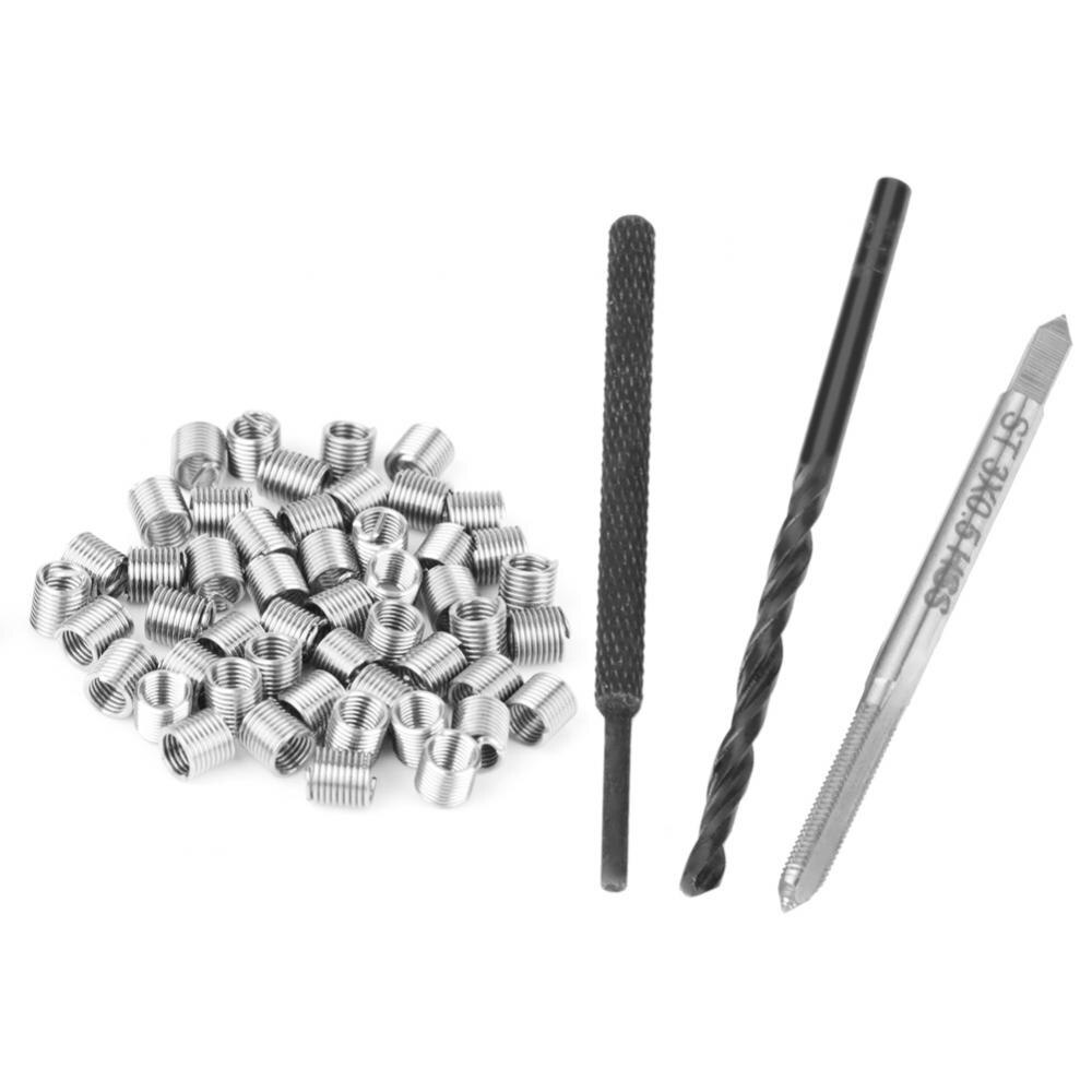 50 stks Rvs Opgerolde Draad Insert Draad Reparatie Insert Spiraalvormige Schroefdraad Inserts Kit M3 x 2D Fasteners parafuso