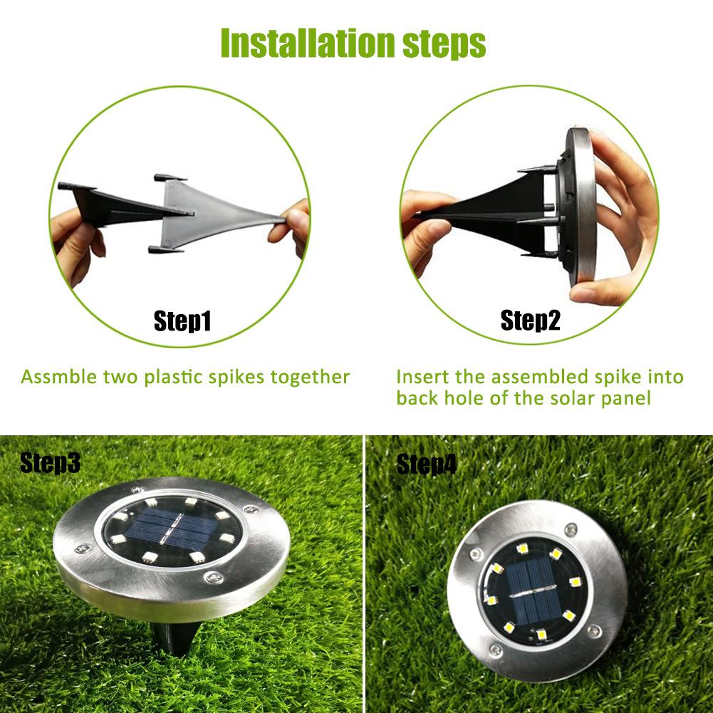 ABS Refreshing Garden LED Underground Solar Lamp Diode Light IP65 100mA 2V With 600mAh Ni-MH AAA Rechargeable Battery