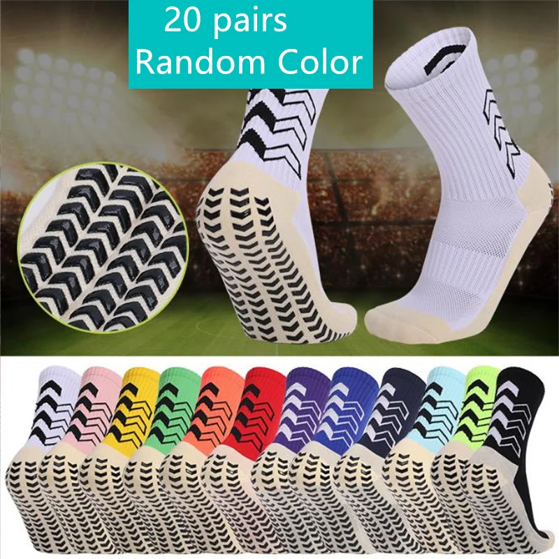 1/20 paires anti-dérapant chaussettes de Football hommes femmes anti-dérapant Football basket-ball Tennis Sport chaussettes poignée cyclisme équitation chaussettes 38-46 2025