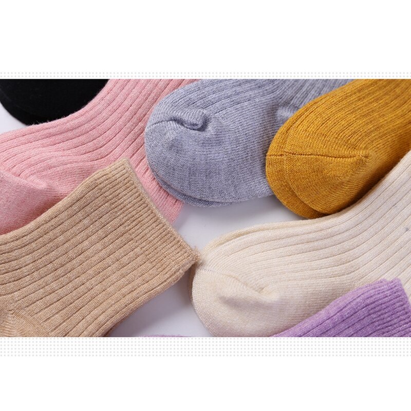 5Pairs Randomly Colors Baby Toddler Boys Girls Kid Cashmere Wool Thick Warm Winter Soft Socks CLL9039