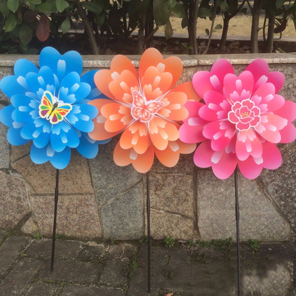 Vlinder Pioen Bloem Kleurrijke Wind Spinner Windmolen Huis Tuin Decor 03KD