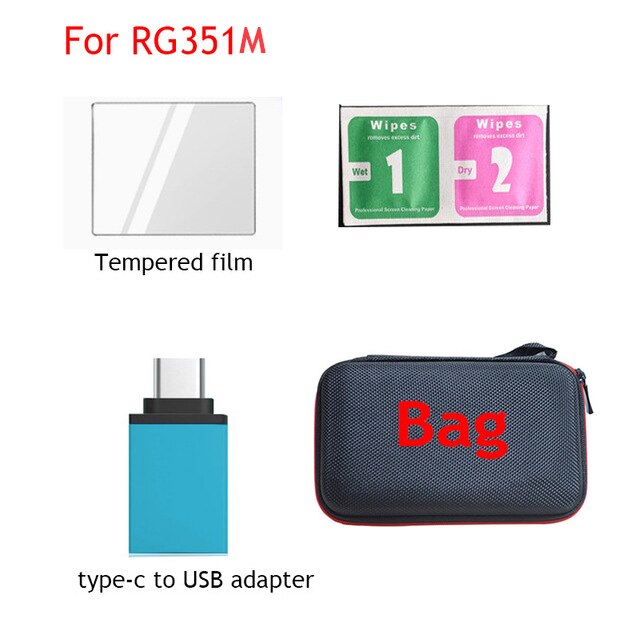 Anbernic Onderdelen Voor RG351M/RG350M/RG351P/RG350/RG350P/RG280V/RG280M Universele Tas Glas Screen protector Hd Kabel Hd Retro Game: RG351M Bag