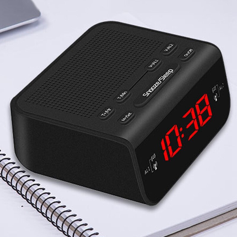 Digitale Wekker Fm Radio Home Decoratieve Bureau Dual Alarm Snooze Slaapfunctie Elektronische Led Klok