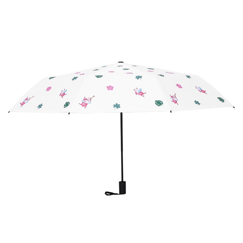 Mały świeży parasol flaming przezroczysty Sakura parasole kot kreskówkowy parasol ptak kreatywne parasole długi uchwyt: podręcznik świnia biały