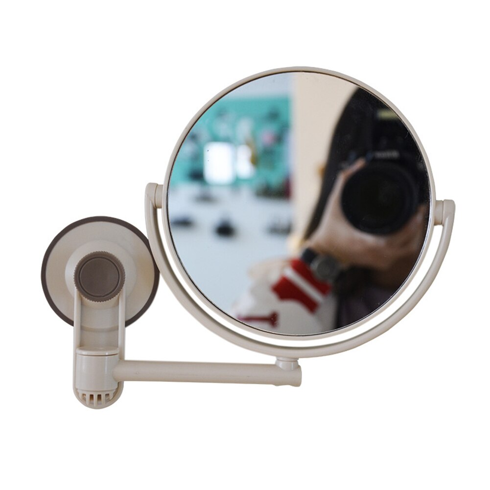 Adjustable Wall Hanging ABS 360 Degree Double Sided Home Easy Install Free Punch Waterproof Suction Cup Makeup Mirror Smooth