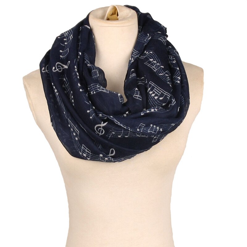 Music Note Print Zachte Ring Sjaal Mode Vrouwen Katoen Nek Wrap Sjaal Stola Halsdoek Lente Herfst Infinity Sjaals voor Vrouwen