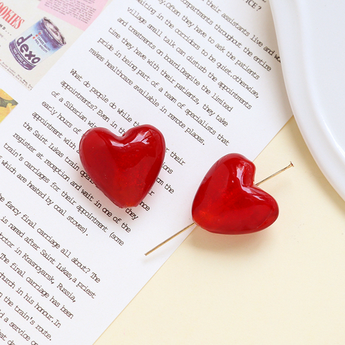 5 stk. 20*20mm retro farvede glasperler med lige hul, hjerteformede perler, gør-det-selv-smykker, halskæde, armbånd, øreringe, tilbehør: Blå