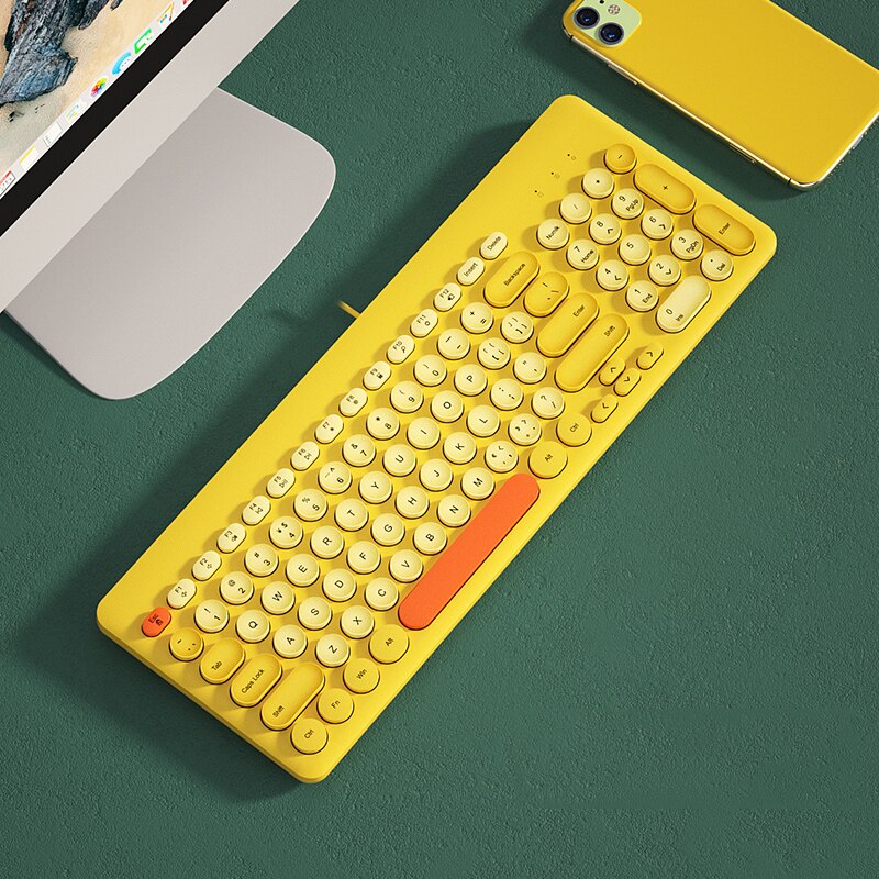 EAOR USB Wired Keyboard and Mouse Combos for Laptop Desktop Portable Gaming Keyboard Mouse Set Mute Computer Keyboard: Yellow Keyboard