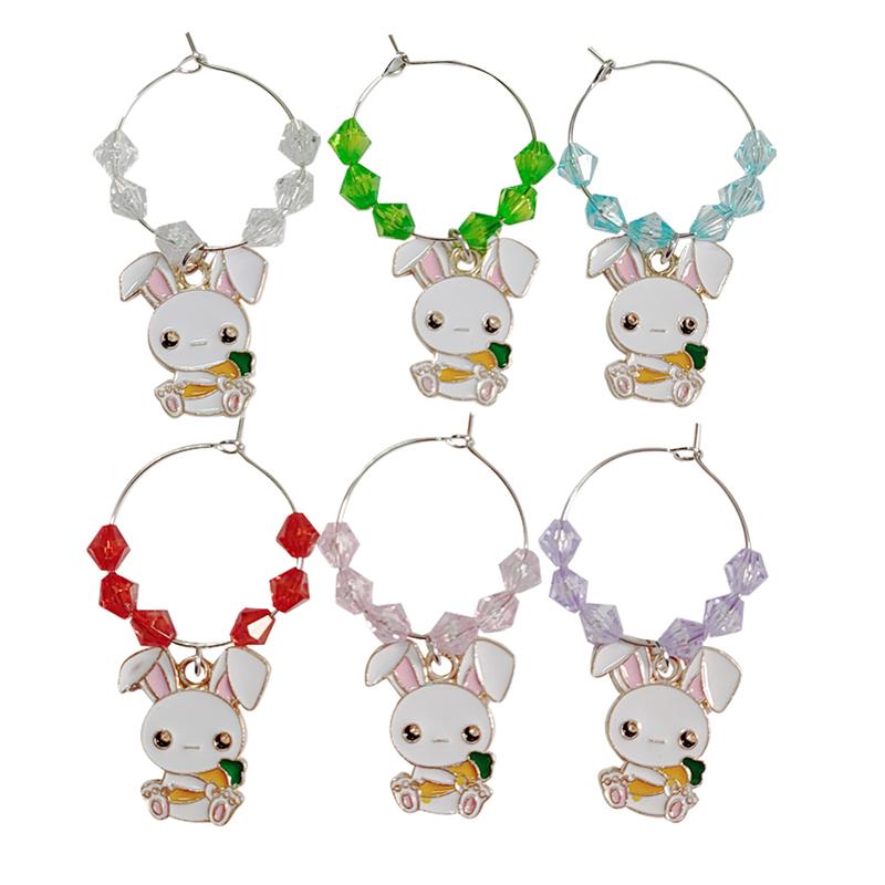6 uds. De letreros para tazas, marcadores de vidrio de vino, accesorios de decoración para fiestas, copas de vino, anillos de etiqueta adorables
