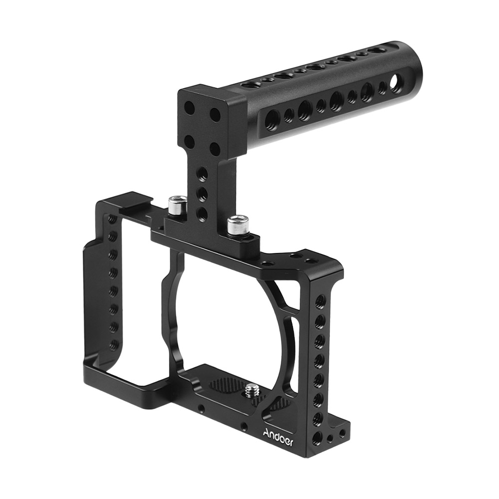 Andoer Camera Kooi Video Film Movie Maken Stabilizer Aluminium 1/4 Inch Schroef Met Koud Shoe Mount Voor Sony Camera 'S: with Top Handle