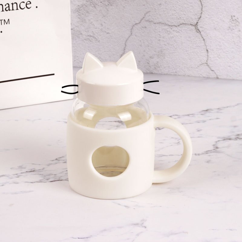 280 ml keramisk mugg 3d katt nyhet glas kopp katt ansikte muggar kaffe te mjölk frukost mugg: Vit