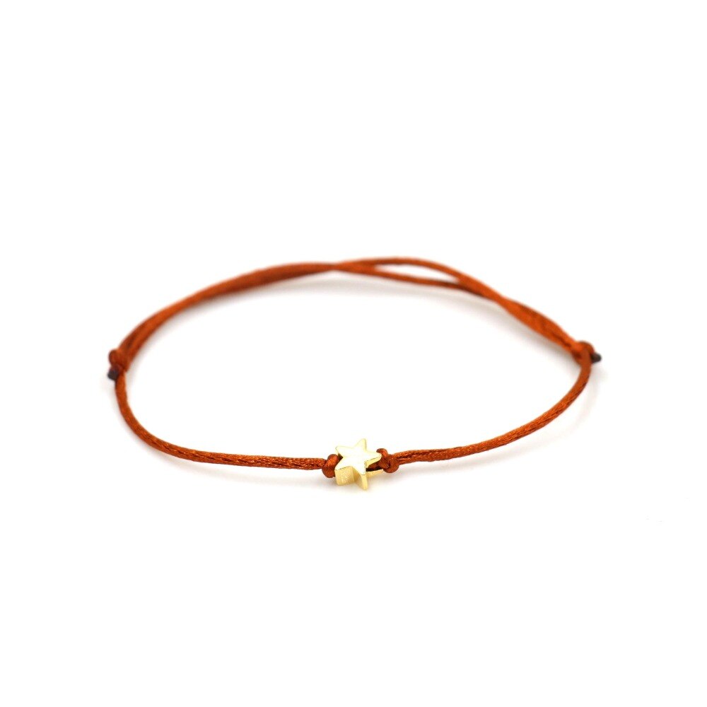 Coeur étoile couronne Simple fil rouge chaîne Bracelet pour femmes hommes bijoux faits à la main: brown star