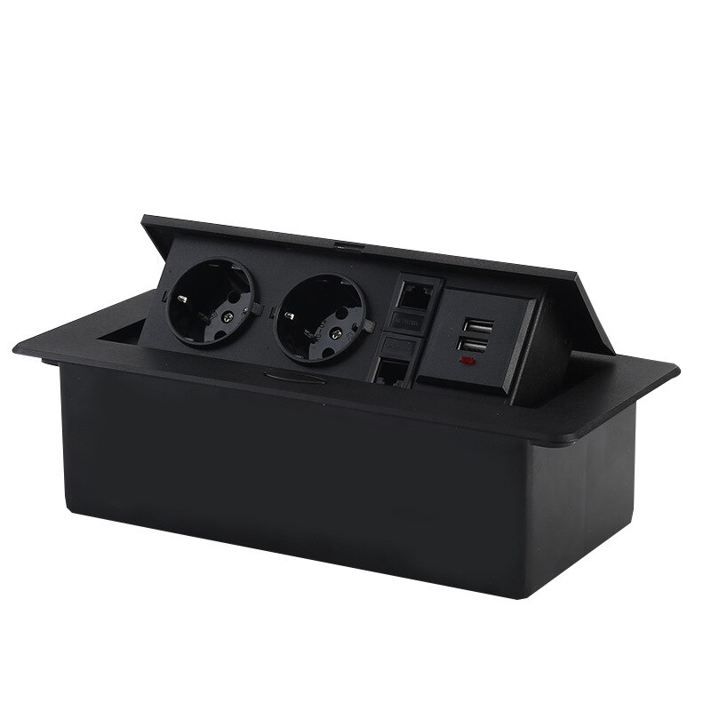 Pop Up Floor Socket 16A EU Standard Power Outlet Aluminium alloy socket Charging Port 5V 1A French socket computer USB socket: PS-0041