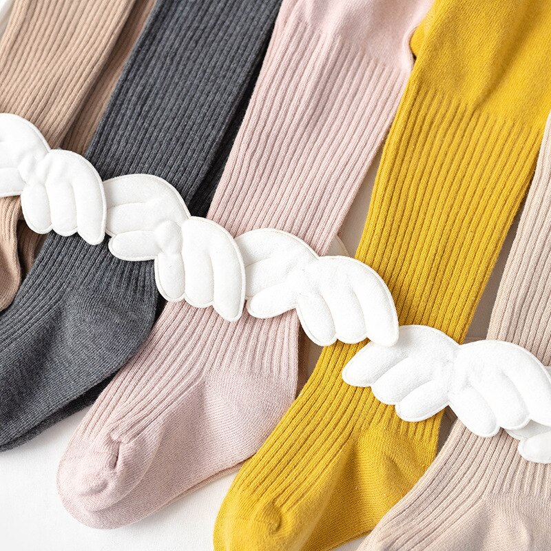 Cute Angel Wings Baby Tigths Toddler Kids Soft Cotton Tights Autumn Winter Warm Stockings Solid Color Girls Pantyhose